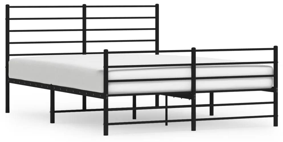 352335 vidaXL Cadru pat metalic cu tăblie de cap/picioare, negru, 120x200 cm