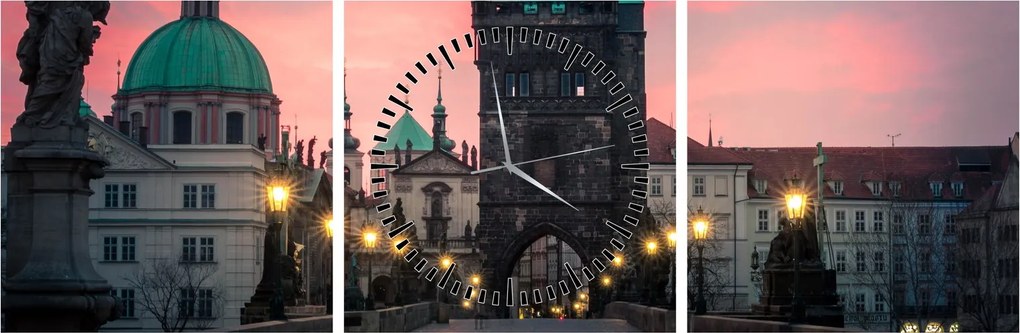 Tablou - Pe podul lui Carol,Praga (cu ceas) (90x30 cm)