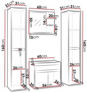 Mobilier baie Garmana XL (bodega + Negru grafit) (cu baterie Economico BYU 020M și sifon). 1103918