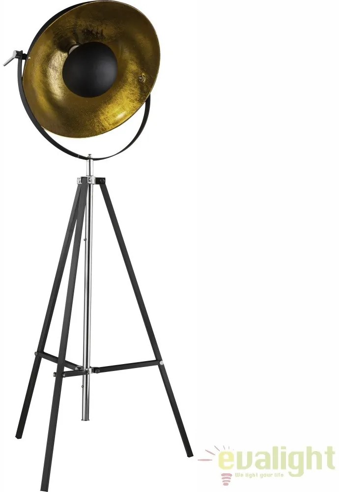 Lampadar VINTAGE / Lampa de podea cu trepied design deosebit din metal auriu Xirena 58286 GL