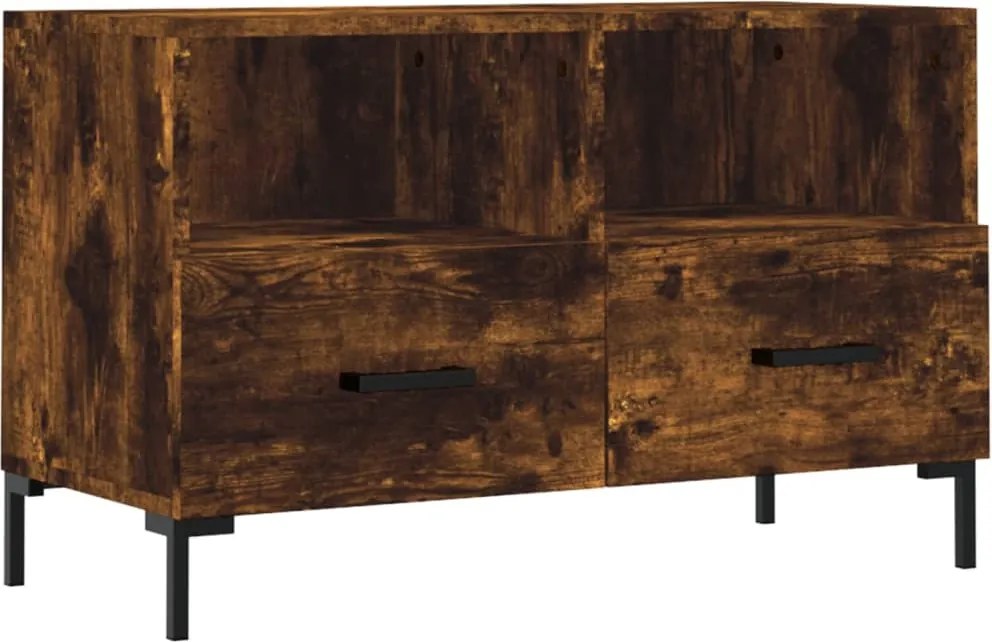 vidaXL Comodă TV, stejar fumuriu, 80x36x50 cm, lemn prelucrat