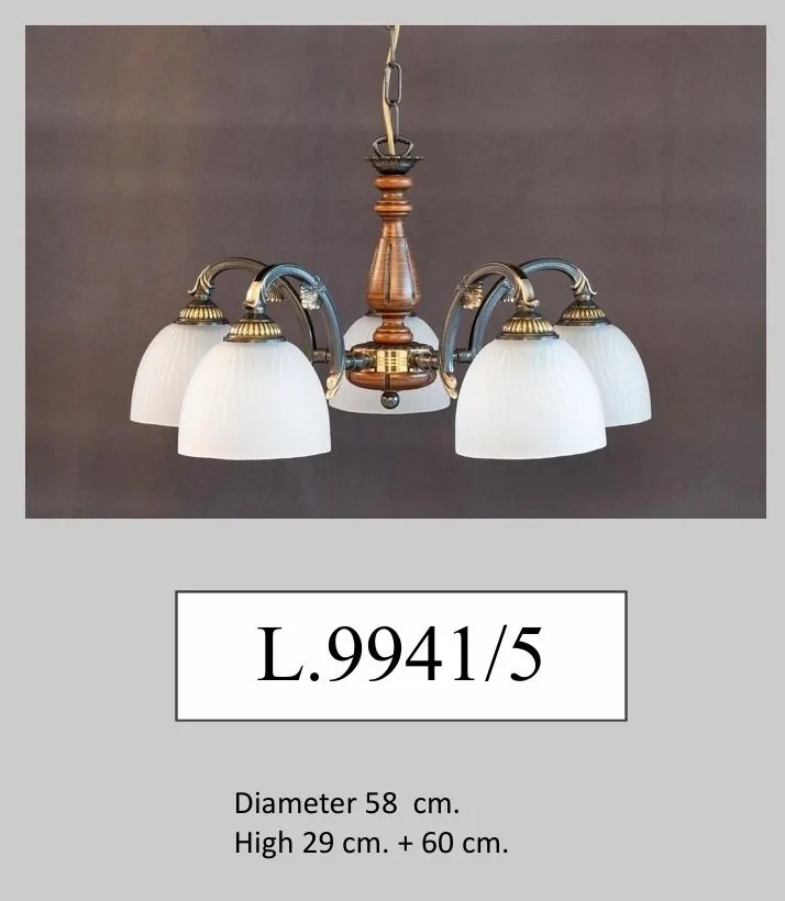 Lustra rustica suspendata cu 5 brate design italian 9941