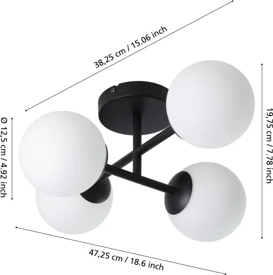 Eglo 902094 - Plafonieră LED aplicată pentru baie CASTROVIDO 4xG9/4,2W/230V IP44 neagră