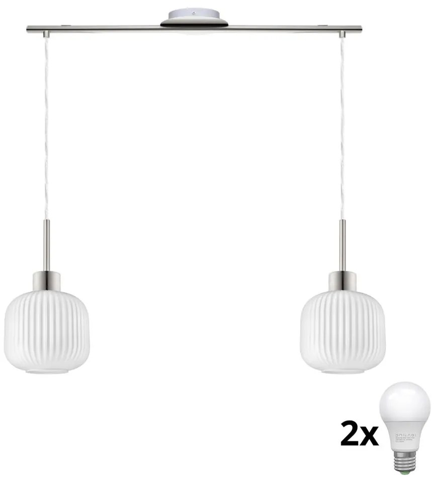 Lustră LED pe cablu HARMA 2xE27/60W/230V crom mat/alb