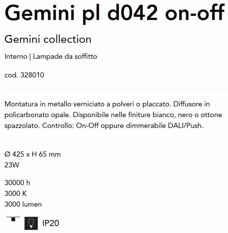 Plafoniera LED design circular GEMINI pl d042 on-off alama
