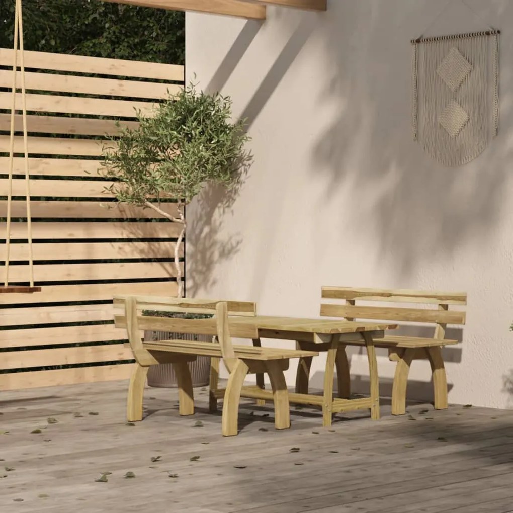 Set mobilier de exterior, 3 piese, lemn de pin tratat 3