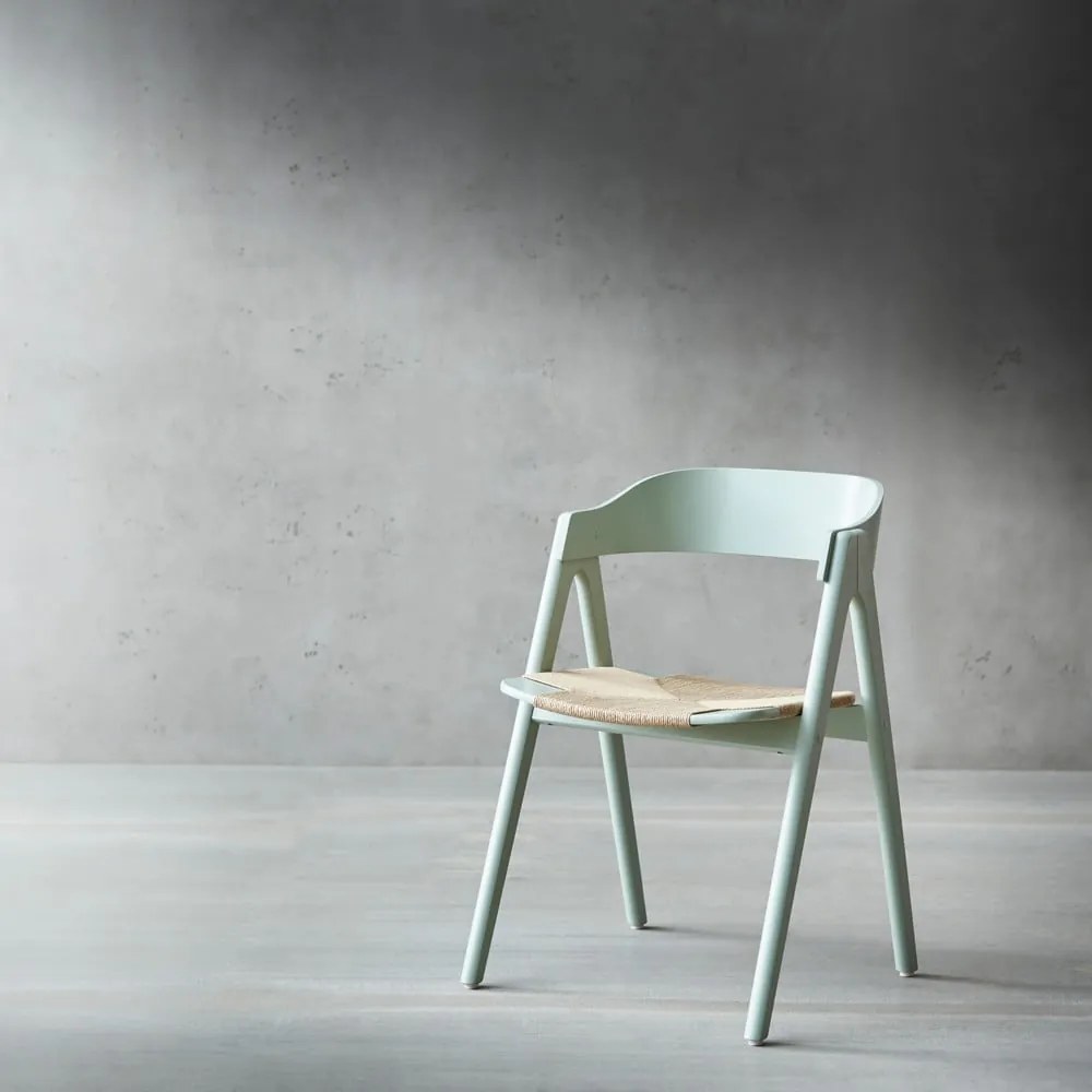 Scaun din lemn de fag și șezut din ratan Findahl by Hammel Mette, verde deschis