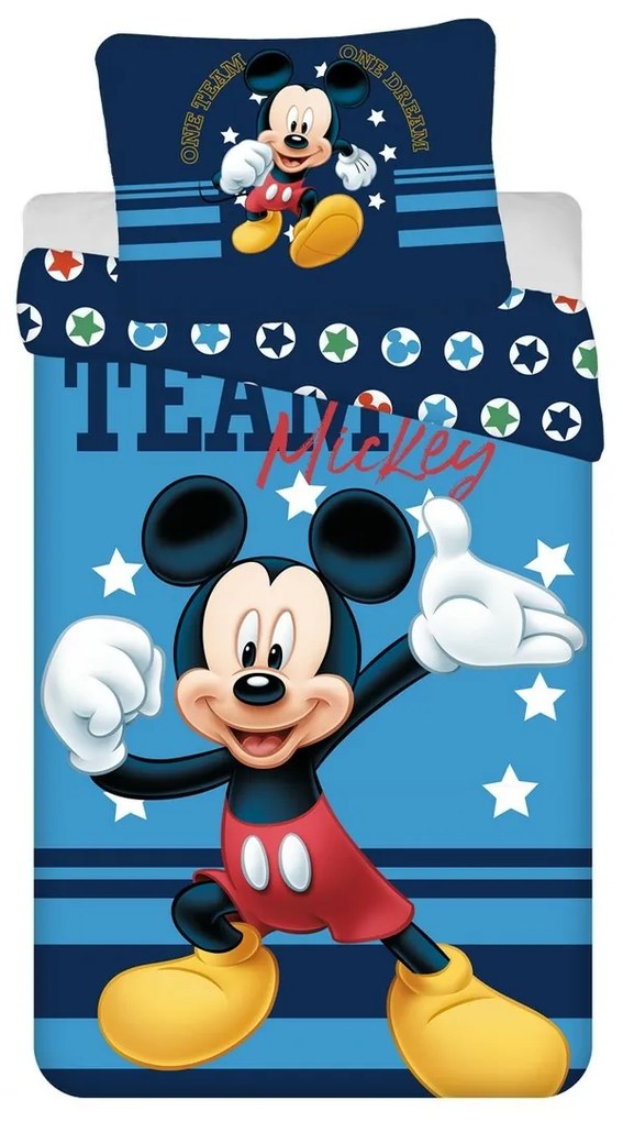 Lenjerie de pat pentru copii Mickey Team din bumbac, 140 x 200 cm, 70 x 90 cm