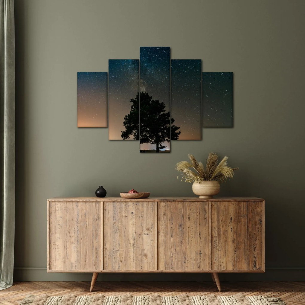Tablou cu cerul nocturn și copaci (150x105 cm)