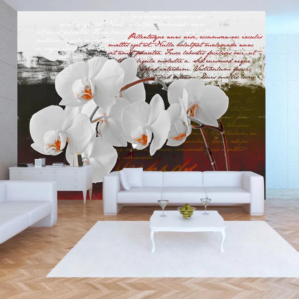 Fototapet Bimago - Diary and orchid + Adeziv gratuit 350x245 cm