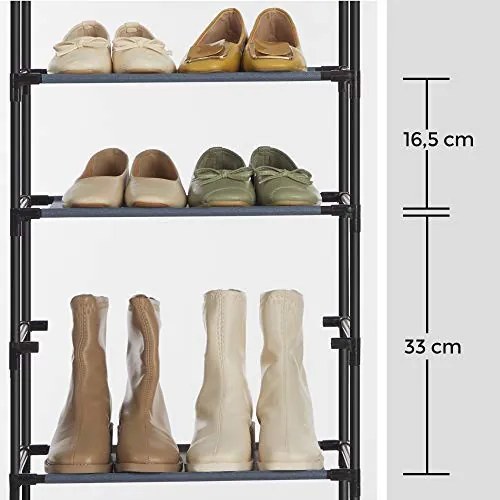 Set 2 suporturi pantofi, metal / textil, gri, Songmics