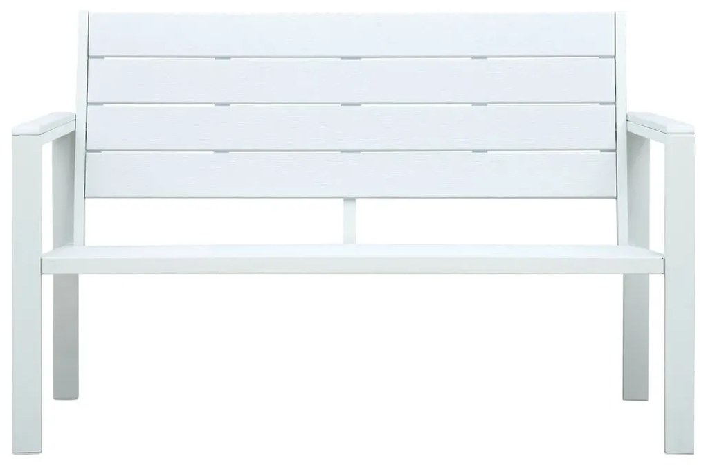 Banca de gradina, alb, 120 cm, aspect de lemn, HDPE 1, Alb, 2