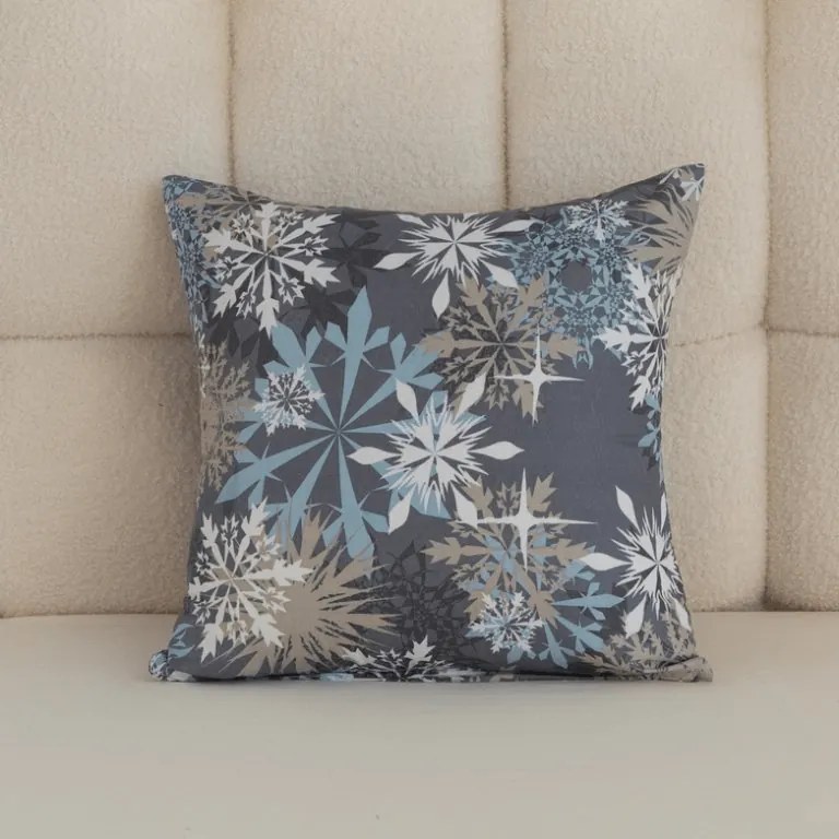 Husa pentru perna din microfibra SNOWFLAKE 45x45 cm, albastru-gri
