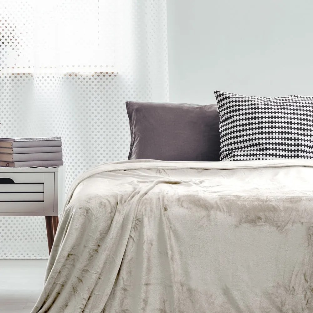 Cuvertură bej din micropluș/cocolino 200x220 cm Mic – Restilo