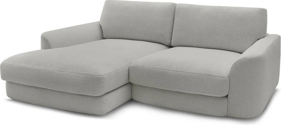 Colțar gri deschis cu tapițerie din țesătură bouclé (cu colț pe partea stângă/cu șezlong) Leonore – Bobochic Paris