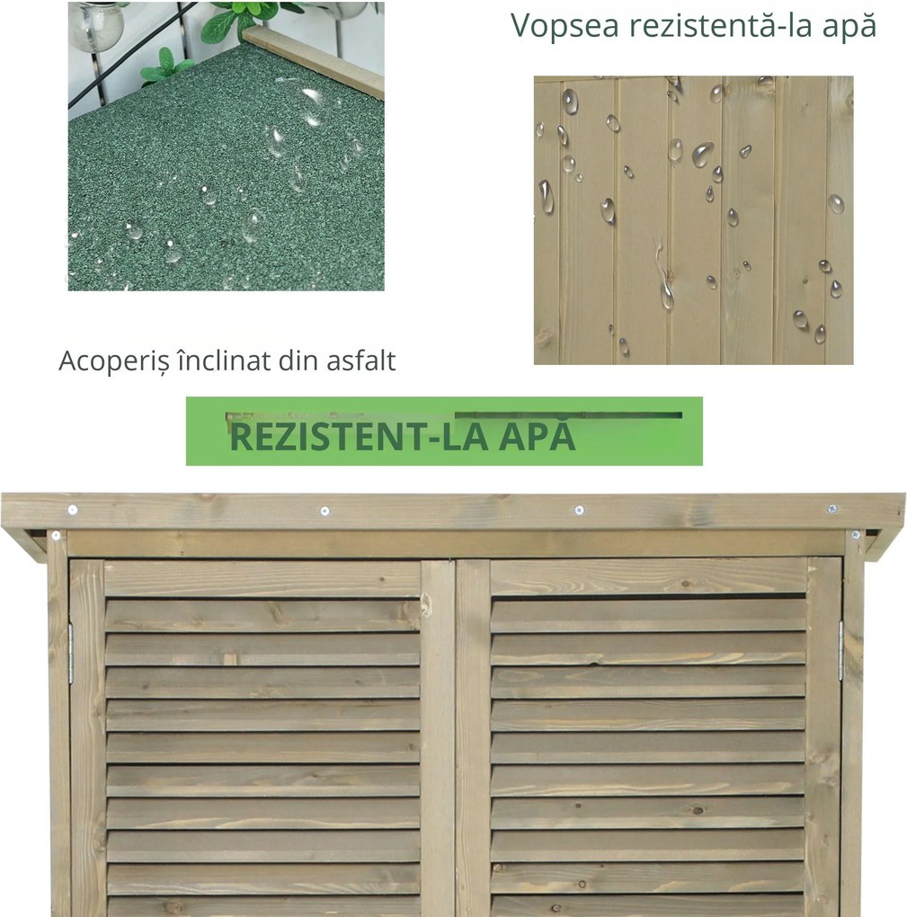 Magazie pentru unelte Outsunny, 4 Compartimente, Lemn de Brad Impermeabil | Aosom Romania