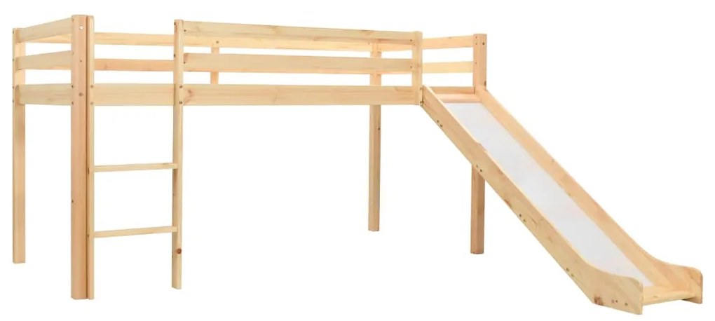 vidaXL Cadru pat copii etajat cu tobogan &amp; scară 97x208cm lemn de pin