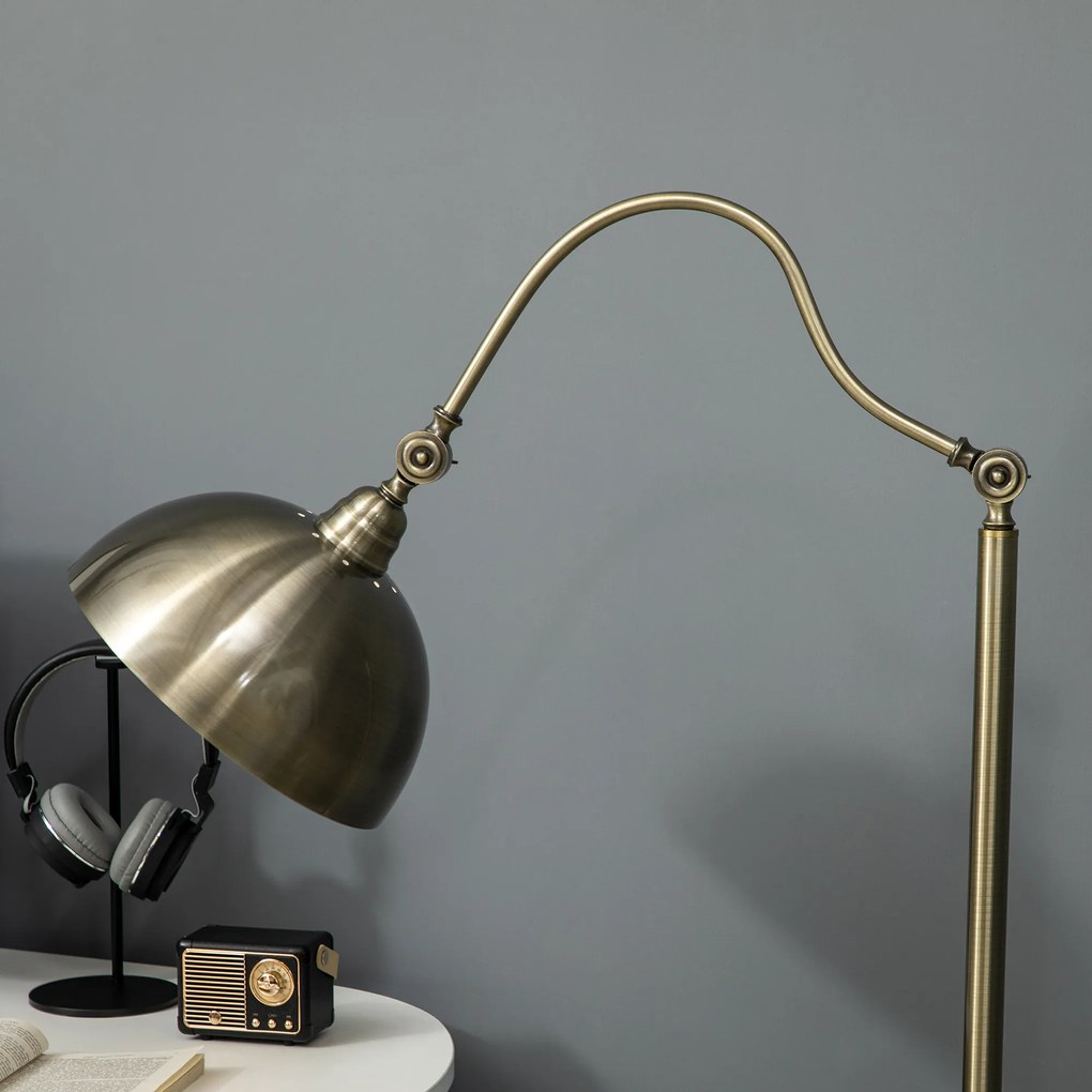 HOMCOM Lampadar de camera cu abajur ajustabil, intrerupator la picior 42 x 25,5 x 152 cm ton de alama | Aosom Romania