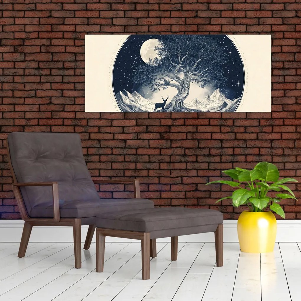 Tablou – Arbore magic cu cerb I. (120x50 cm)