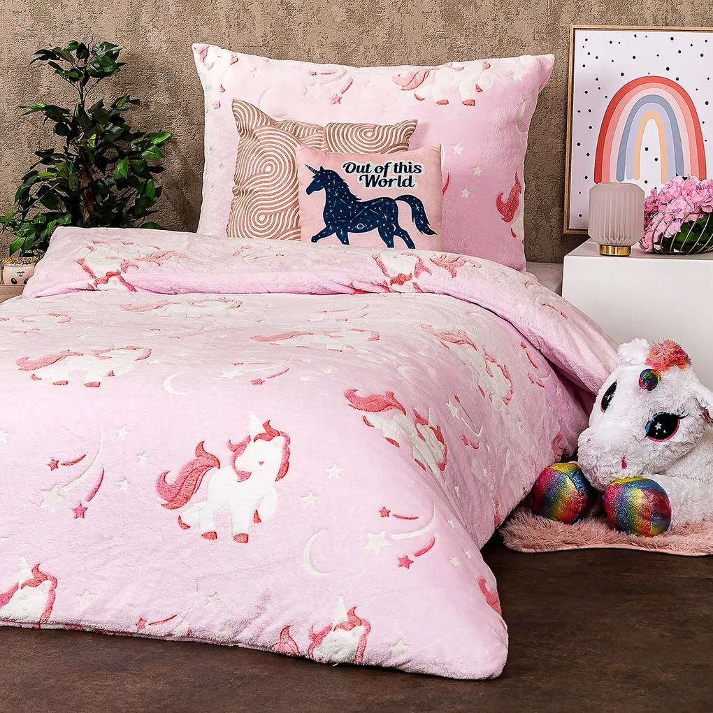 Lenjerie de pat luminoasă din microflanel 4Home Fairytale, 140 x 200 cm, 70 x 90 cm