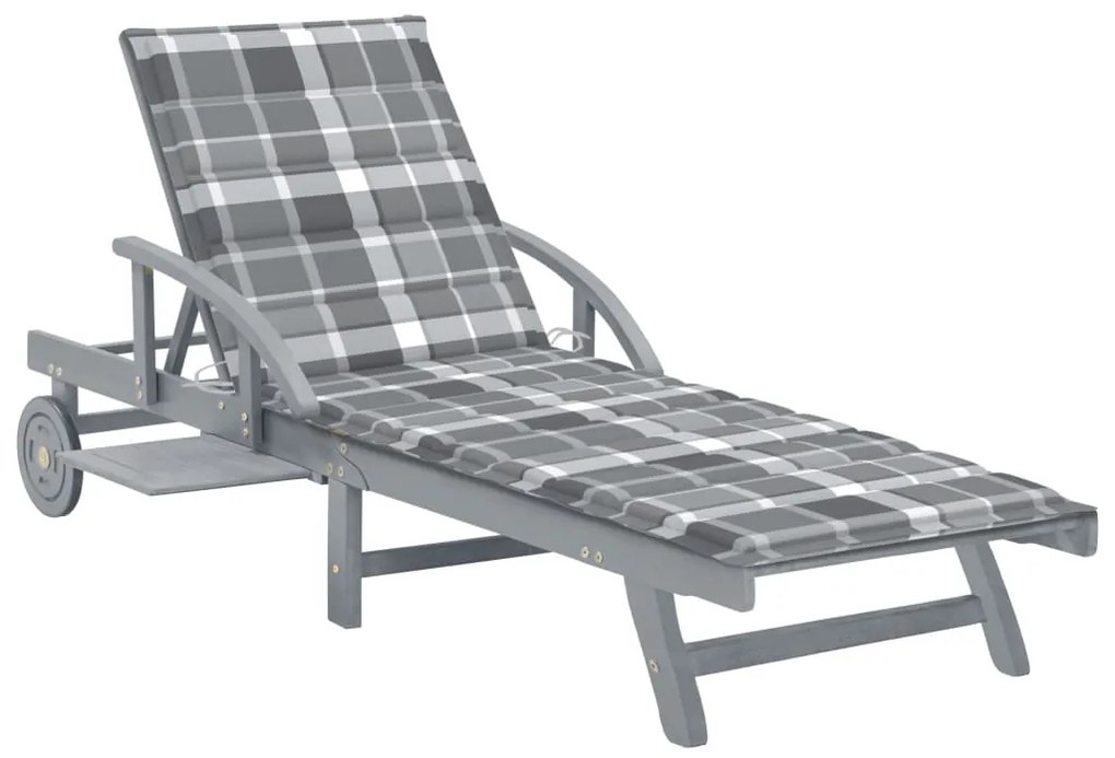 vidaXL Șezlong de grădină cu pernă, lemn masiv de acacia