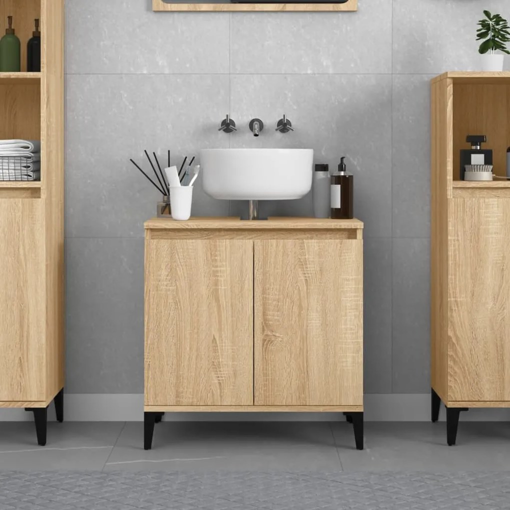821263 vidaXL Dulap de chiuvetă, stejar sonoma, 58x33x60 cm, lemn prelucrat