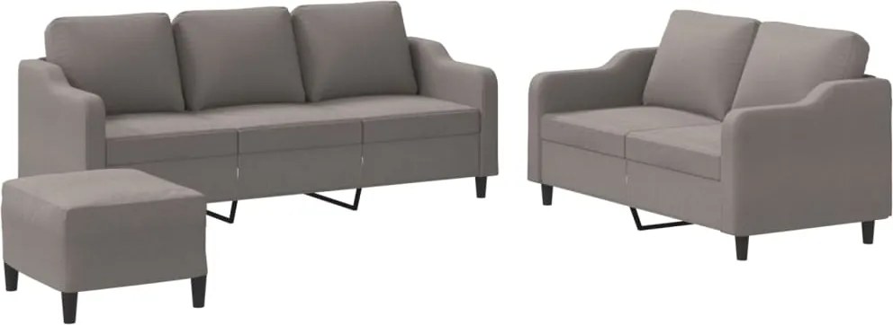 vidaXL Set de canapea cu perne, 3 piese, gri taupe, material textil