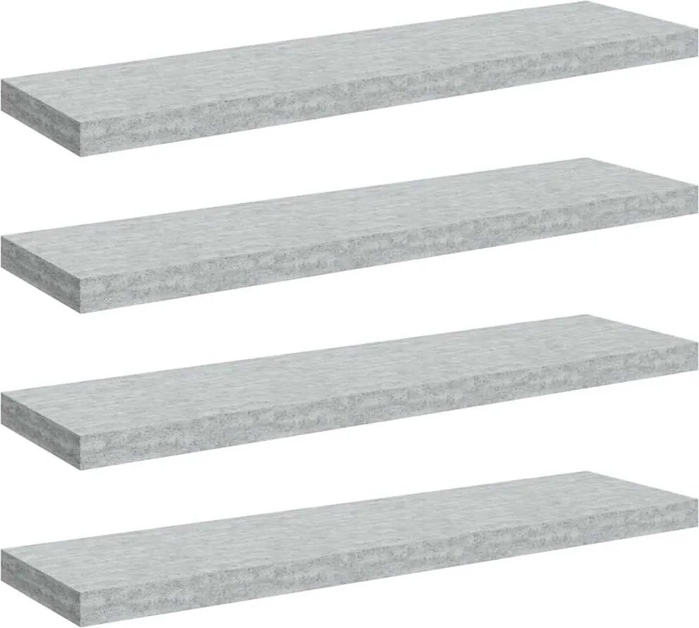 vidaXL Rafturi perete suspendate 4 buc. gri beton 90x23,5x3,8 cm MDF