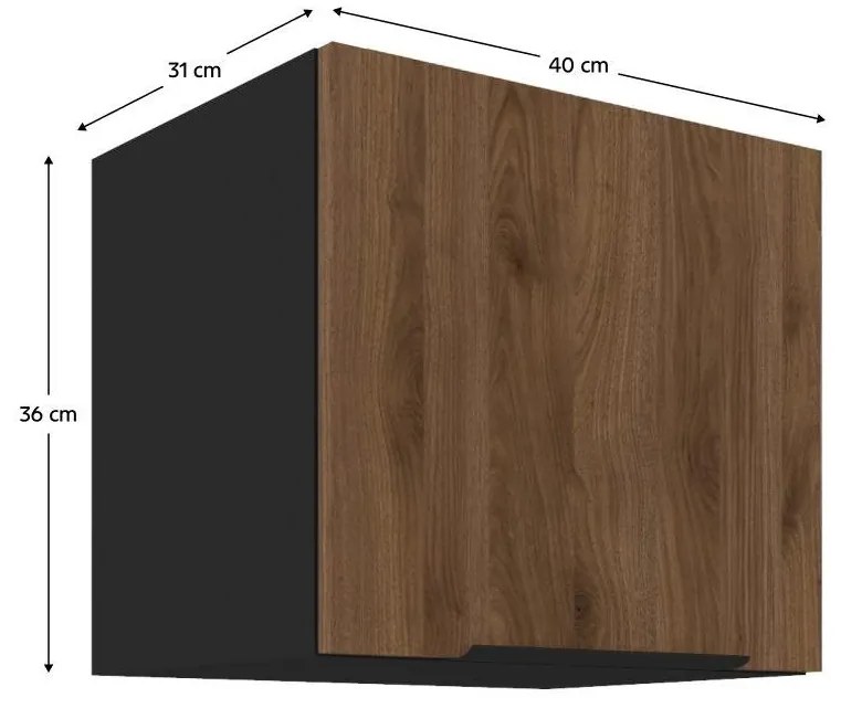 Dulap superior de bucătărie Monzesa 40 GU 36 1F (nuc okapi + negru) . 1097089