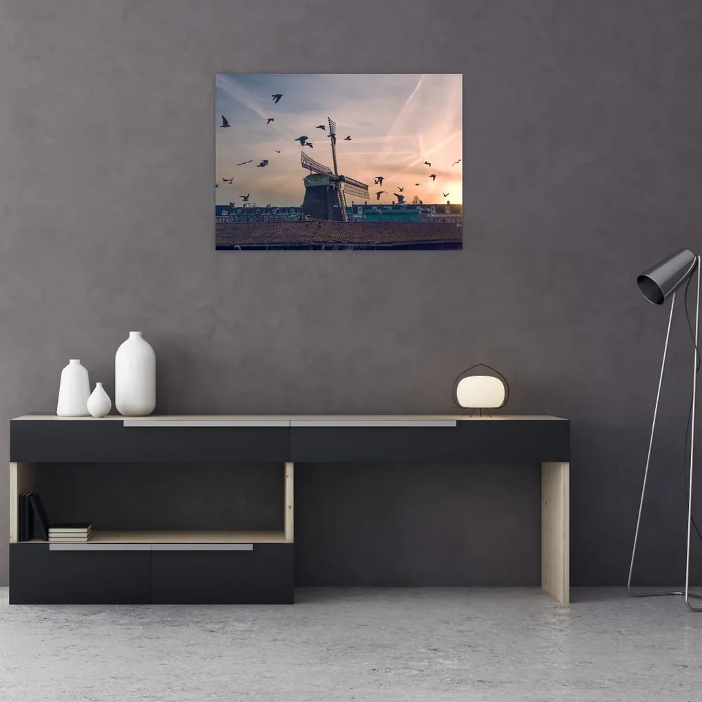 Tablou cu moară de vânt (70x50 cm), în 40 de alte dimensiuni noi