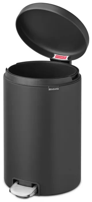 Cos de gunoi cu pedala Brabantia NewIcon 649747, 20 L, Inchidere lina, Baza antiderapanta, Acoperire minerala, Gri închis