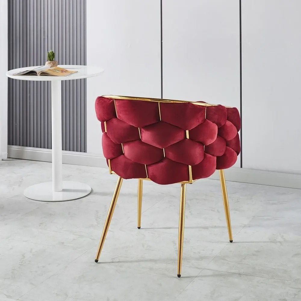 RESIGILAT- Scaun dining, tapiterie catifea, cadru metalic auriu, Violet