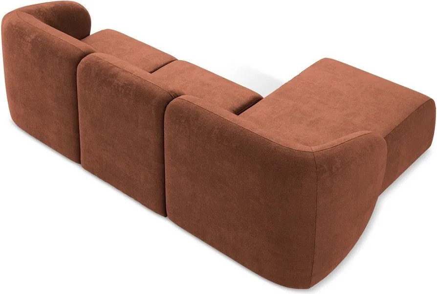 Colțar teracotă cu tapițerie din chenille (cu colț pe partea stângă/cu șezlong) Lani – Makamii