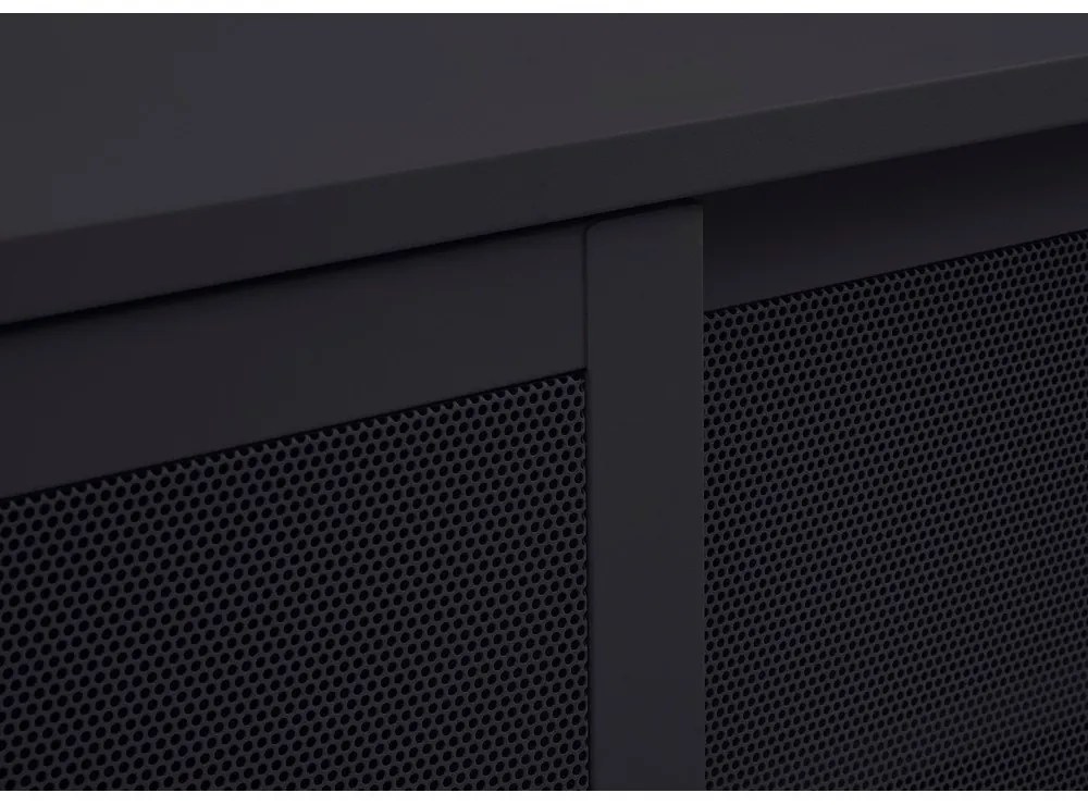 Comodă TV neagră din metal 160x55x45 cm Veep – Unique Furniture