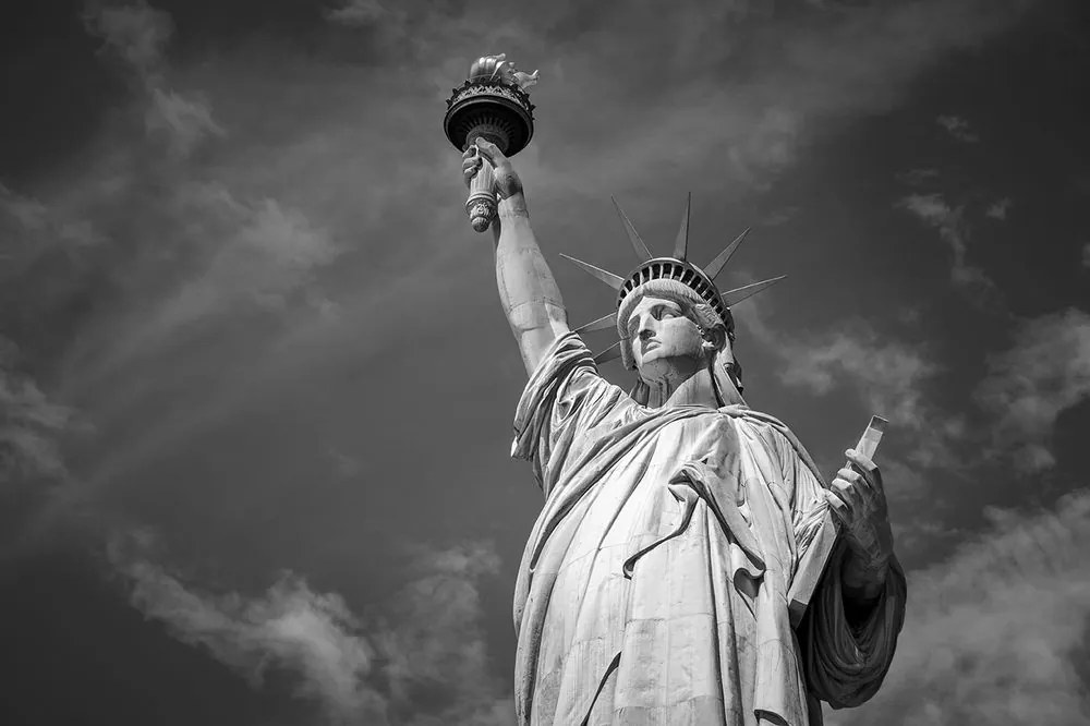 Fototapet Statuia libertății în alb-negru