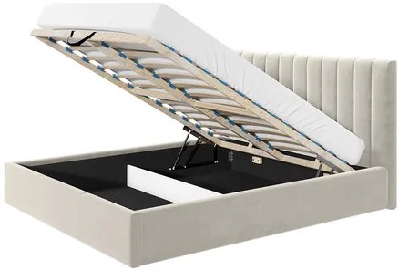 Pat matrimonial 140 cm Newarona (albastru) (cu somieră) (cu sp. depozitare). Promo -17%. 1104185