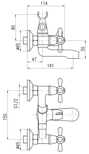 RAV Slezák MK154.5 - Baterie pentru cadă MORAVA, finisaj cromat lucios
