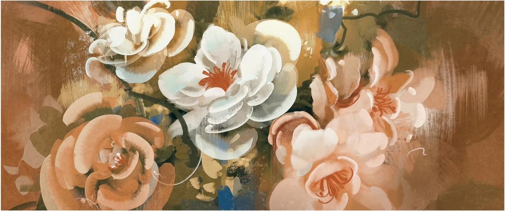 Tablou -Buchet de flori pictat (120x50 cm)