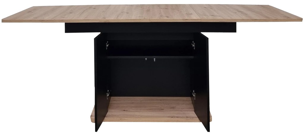 Masă de sufragerie Schultz (Stejar artisan + negru) (pentru 4-8 persoane). 1082838