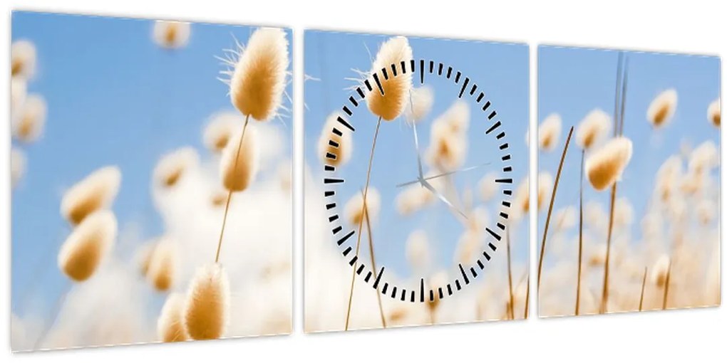 Tablou - Câmp de aur (cu ceas) (90x30 cm)