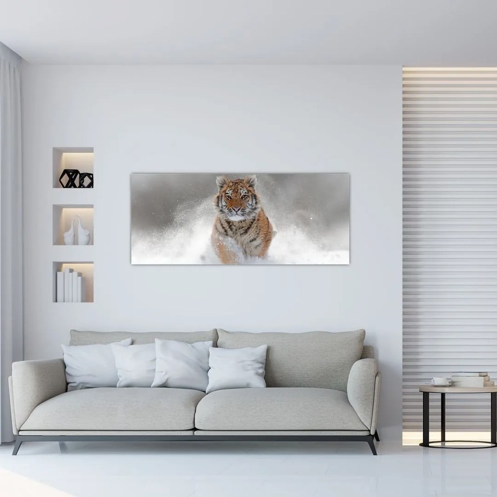 Tablou cutigru fugind prin zăpadă (120x50 cm)