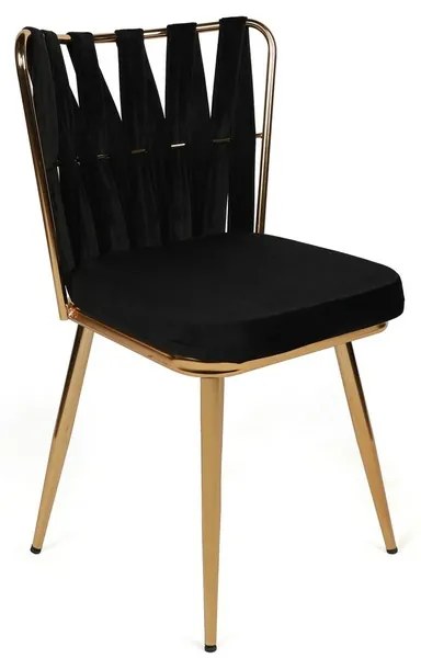 Set de scaune de sufragerie Kusakli Black andGold, 4 buc., 4 buc