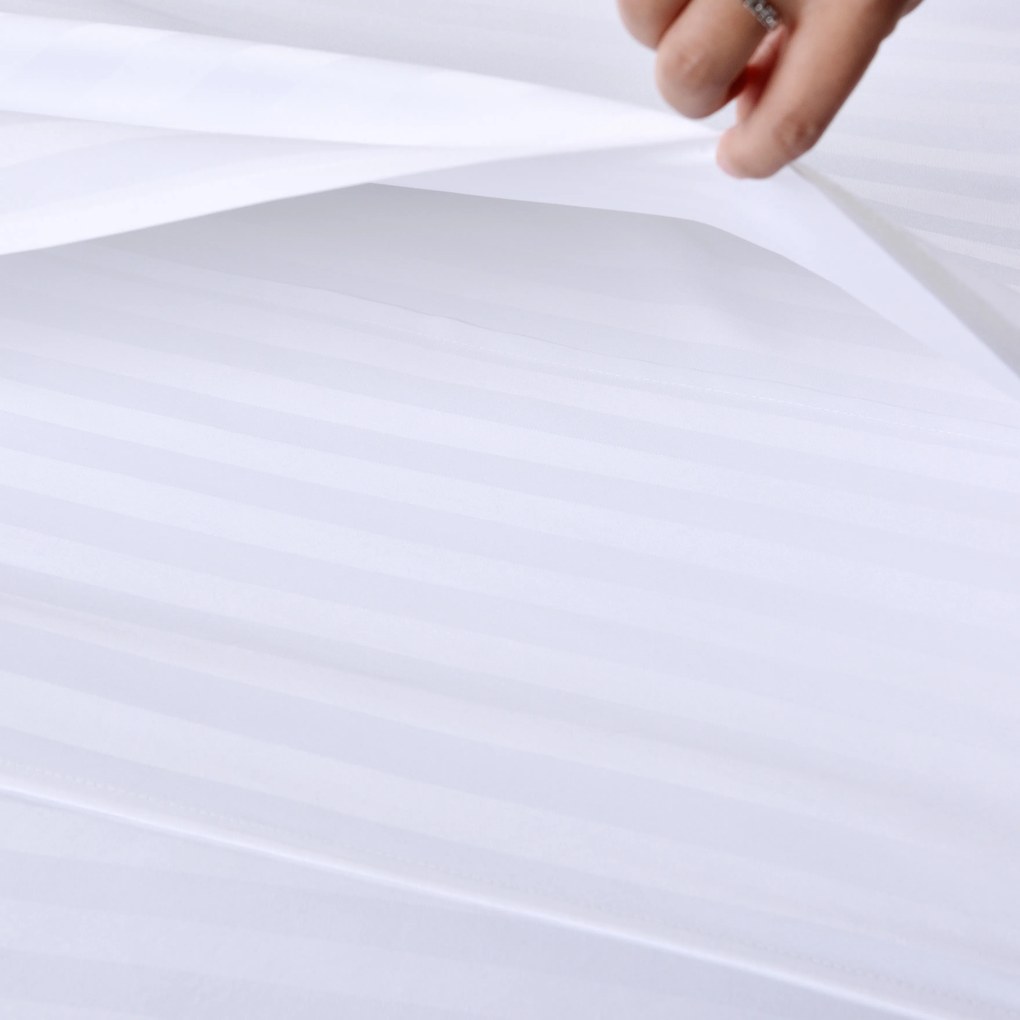 Lenjerie de pat hoteliera din microfibra alba, JASMINE - banda de 2 cm Dimensiune lenjerie de pat: 70 x 80 cm | 140 x 200 cm