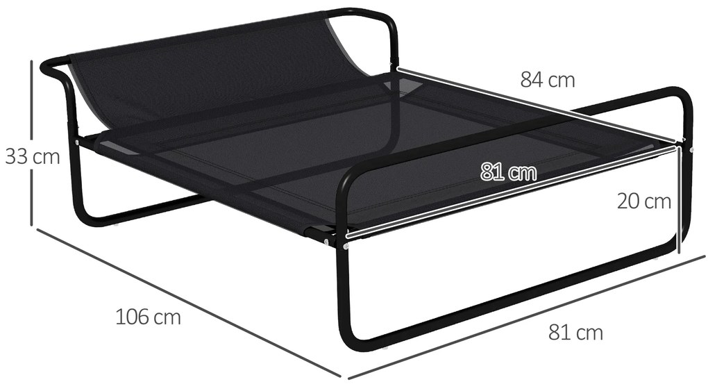 PawHut Pat înalt pentru câini animale de companie cu tetieră material micro-perforat 106 x 81 x 33 cm negru | Aosom Romania