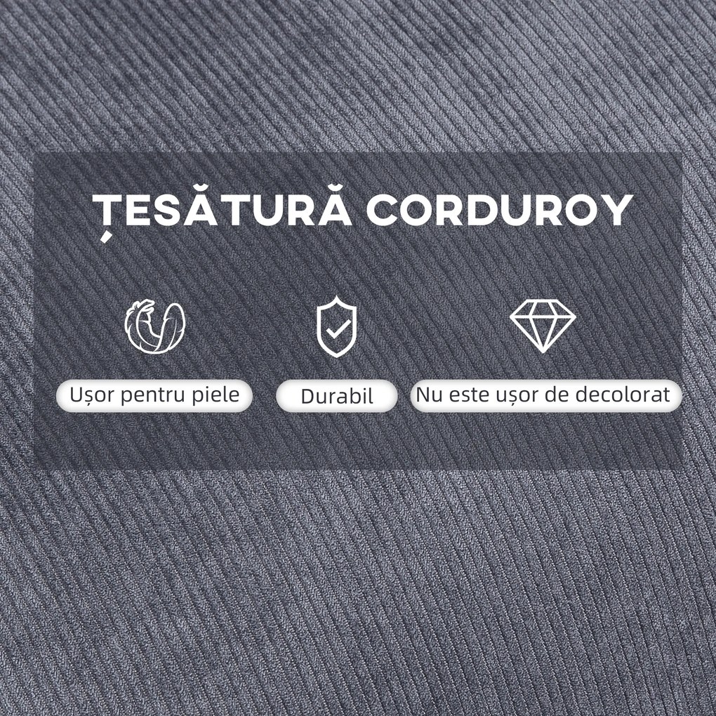 HOMCOM Scaun cu puft, suport pentru picioare, fotoliu confortabil reclinabil, gri | Aosom Romania