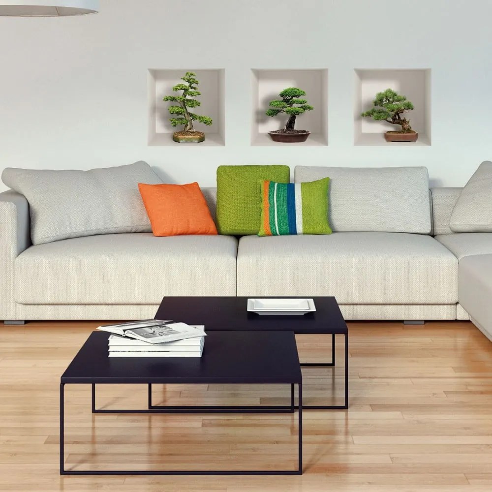 Set 3 autocolante 3D pentru perete Ambiance Bonzais