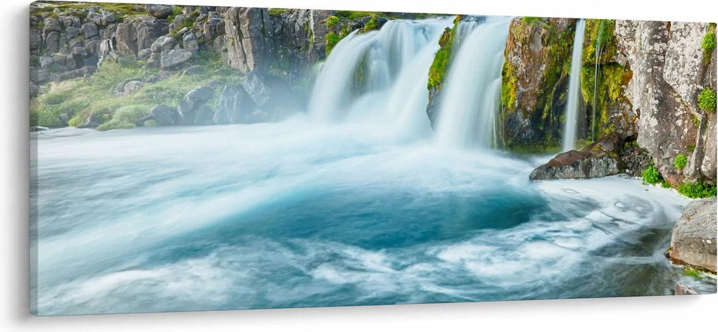 Tablou - Stânci și cascade (120x50 cm)