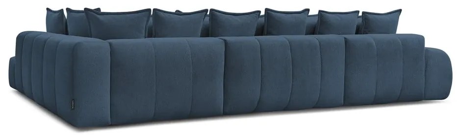 Colțar albastru închis extensibil/cu spațiu de depozitare cu tapițerie din chenille (cu colț pe partea dreaptă/în formă de "U") Everest – Bobochic Paris