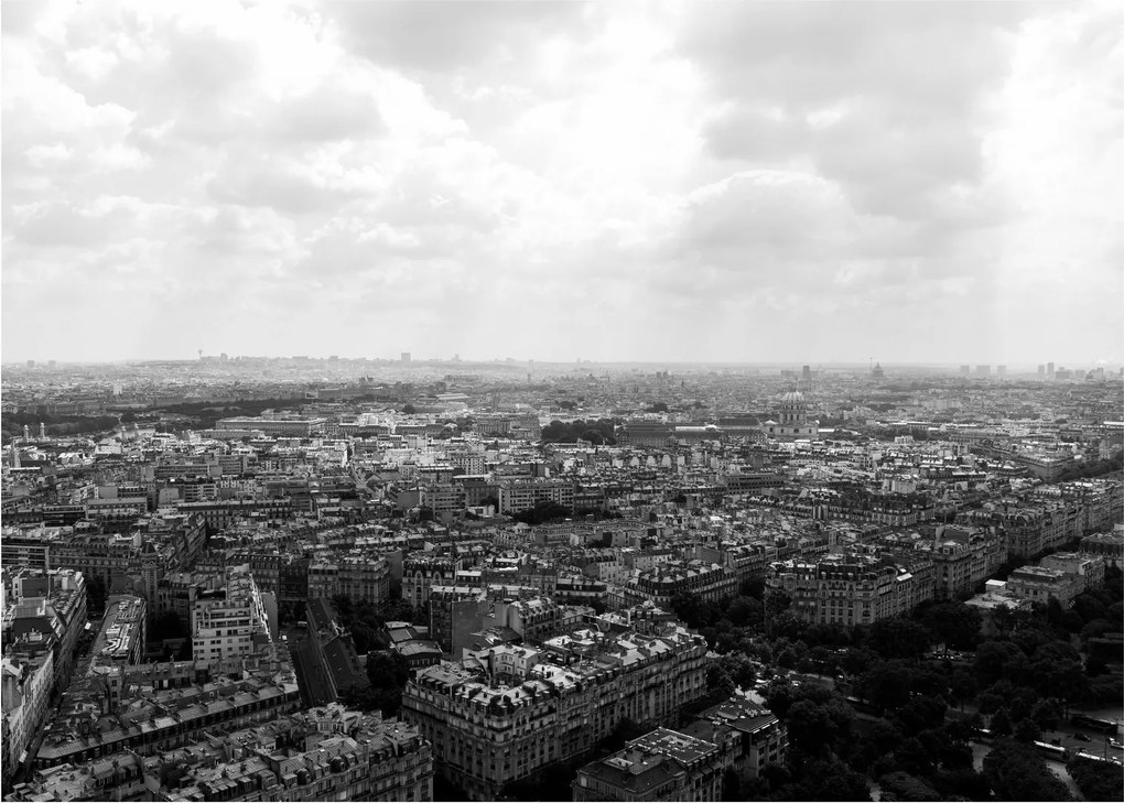 Tablou pe sticlă - Acoperișuri clădirilor din Paris (70x50 cm)