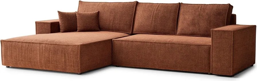 Colțar arămiu extensibil/cu spațiu de depozitare cu tapițerie din chenille (cu colț pe partea stângă/cu șezlong) Maze – Maison de Rêve